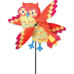 21 Inch Orange Owl Whirligig Spinner