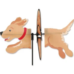 19 Inch Petite Golden Retriever Flying Garden Spinner