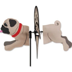 17 Inch Petite Pug Flying Garden Spinner