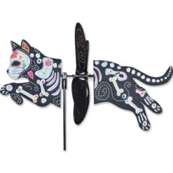 18 Inch Petite Day Of The Dead Cat Flying Garden Spinner