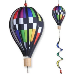 12 Inch Checkered Rainbow Hot Air Balloon With Twist